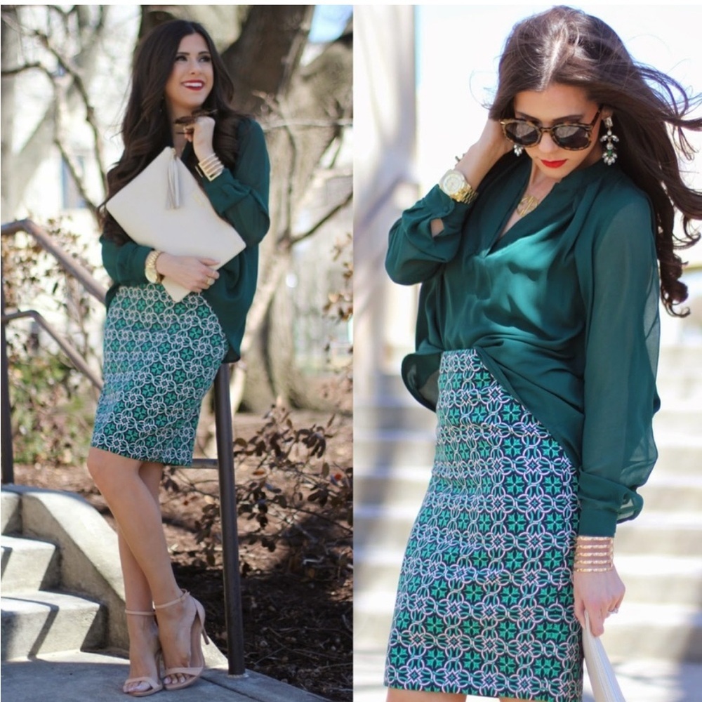 NWOT J. Crew Lattice medallion Pencil Skirt - Picture 6 of 8